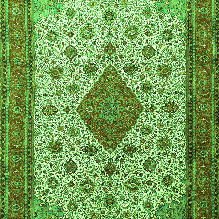 Serging Thickness of Machine Washable Medallion Green Traditional Area Rugs, wshtr1660grn