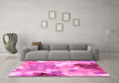 Machine Washable Persian Pink Traditional Rug in a Living Room, wshtr1661pnk