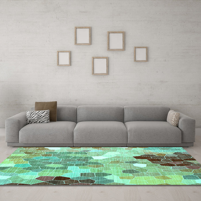 Machine Washable Persian Turquoise Traditional Area Rugs in a Living Room,, wshtr1661turq