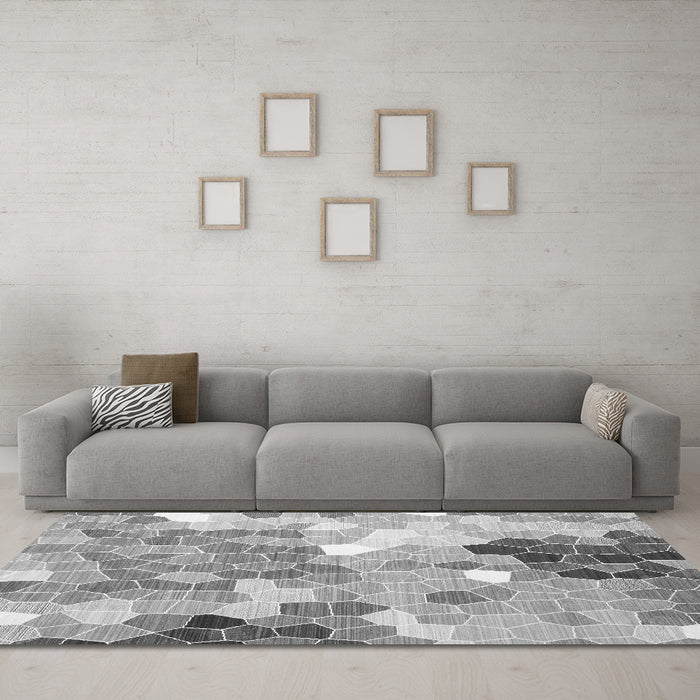 Machine Washable Persian Gray Traditional Rug in a Living Room,, wshtr1661gry