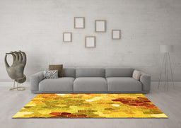 Machine Washable Persian Yellow Traditional Rug in a Living Room, wshtr1661yw