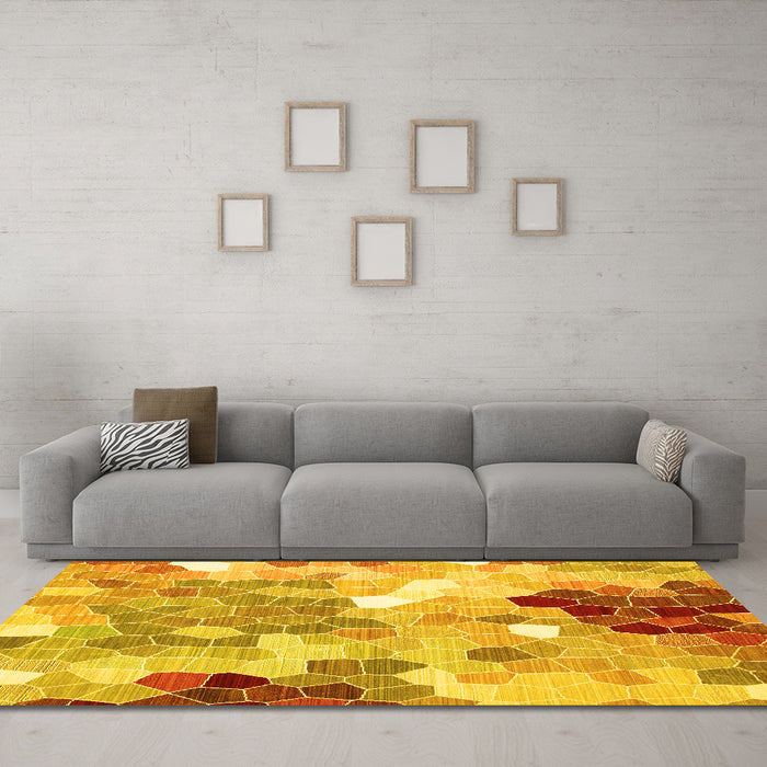 Machine Washable Persian Yellow Traditional Rug in a Living Room, wshtr1661yw