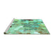 Sideview of Machine Washable Persian Turquoise Traditional Area Rugs, wshtr1661turq