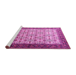 Sideview of Machine Washable Persian Pink Traditional Rug, wshtr1662pnk
