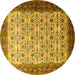 Round Machine Washable Persian Yellow Traditional Rug, wshtr1662yw