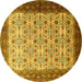 Round Persian Yellow Traditional Rug, tr1662yw