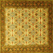 Square Machine Washable Persian Yellow Traditional Rug, wshtr1662yw