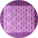 Round Machine Washable Persian Purple Traditional Area Rugs, wshtr1662pur