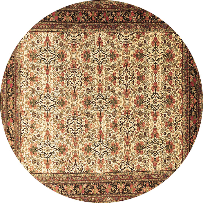 Round Persian Brown Traditional Rug, tr1662brn