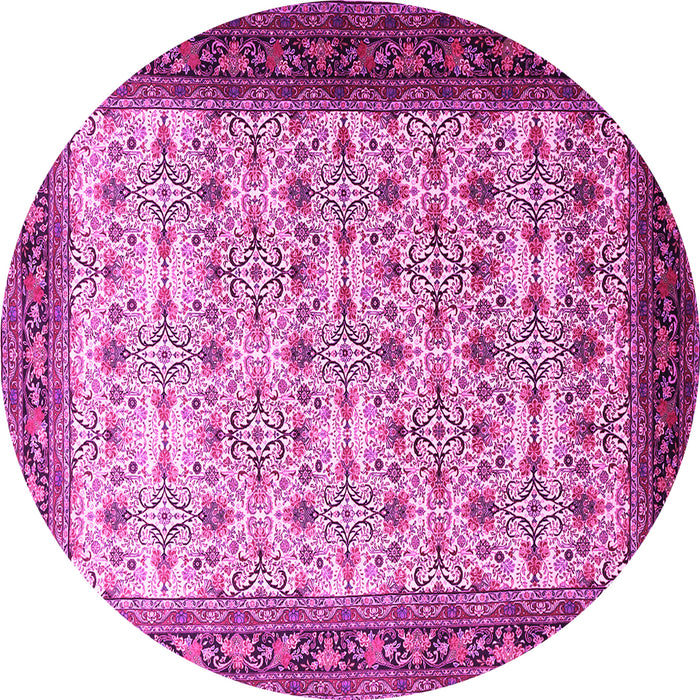 Round Machine Washable Persian Pink Traditional Rug, wshtr1662pnk