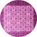 Round Machine Washable Persian Pink Traditional Rug, wshtr1662pnk