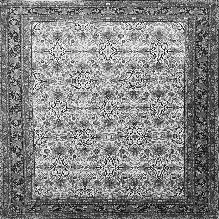 Round Machine Washable Persian Gray Traditional Rug, wshtr1662gry