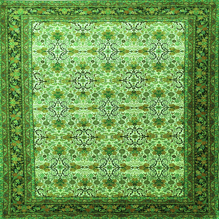 Round Machine Washable Persian Green Traditional Area Rugs, wshtr1662grn