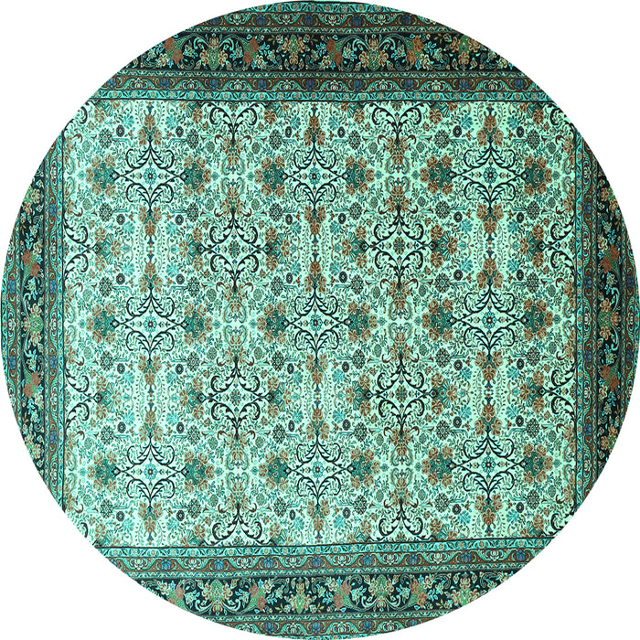 Round Persian Turquoise Traditional Rug, tr1662turq