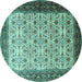 Round Persian Turquoise Traditional Rug, tr1662turq