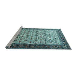 Sideview of Machine Washable Persian Light Blue Traditional Rug, wshtr1662lblu