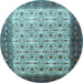 Round Machine Washable Persian Light Blue Traditional Rug, wshtr1662lblu