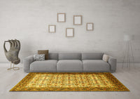 Machine Washable Persian Yellow Traditional Rug, wshtr1662yw