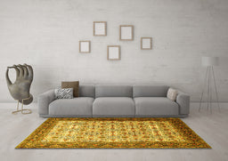 Machine Washable Persian Yellow Traditional Rug in a Living Room, wshtr1662yw