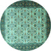 Round Machine Washable Persian Turquoise Traditional Area Rugs, wshtr1662turq