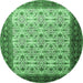 Round Persian Emerald Green Traditional Rug, tr1662emgrn