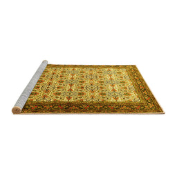 Sideview of Machine Washable Persian Yellow Traditional Rug, wshtr1662yw