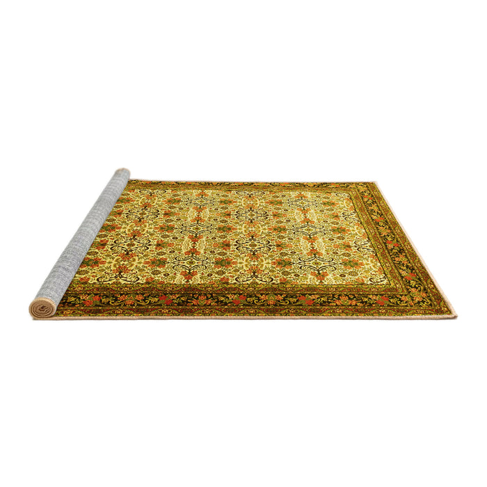 Sideview of Machine Washable Persian Yellow Traditional Rug, wshtr1662yw