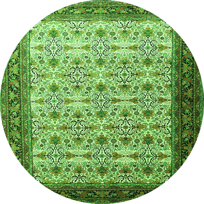 Square Persian Green Traditional Rug, tr1662grn