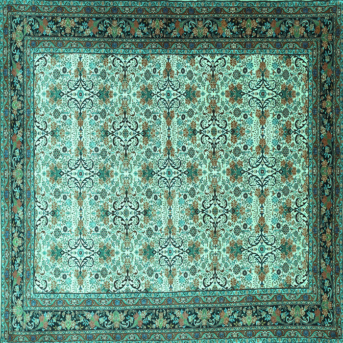 Square Machine Washable Persian Turquoise Traditional Area Rugs, wshtr1662turq