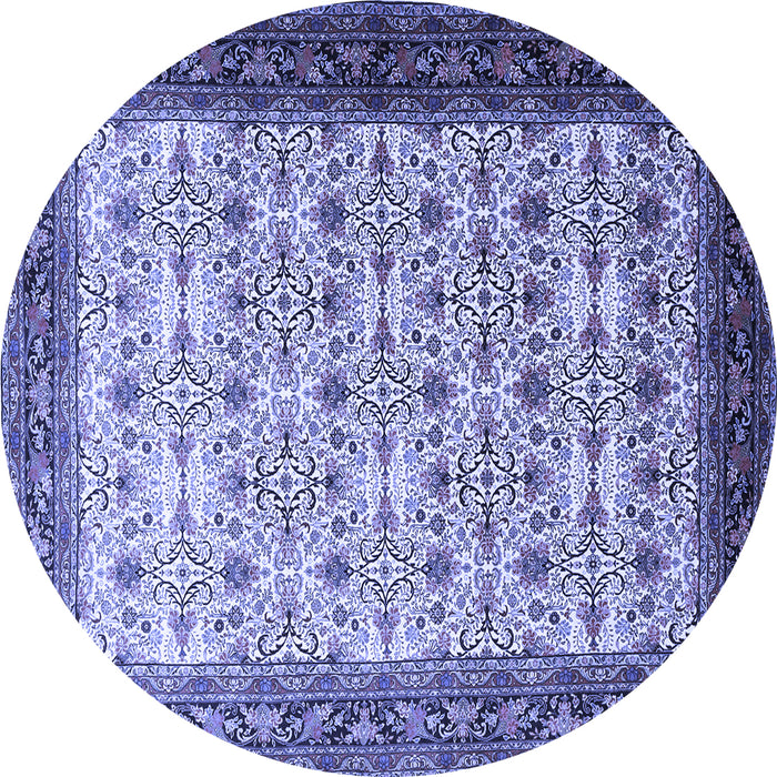 Round Machine Washable Persian Blue Traditional Rug, wshtr1662blu