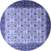 Round Machine Washable Persian Blue Traditional Rug, wshtr1662blu