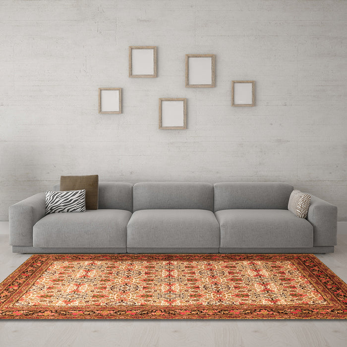 Machine Washable Persian Orange Traditional Area Rugs in a Living Room, wshtr1662org