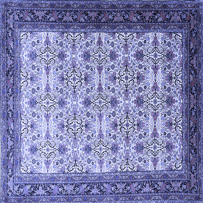 Square Machine Washable Persian Blue Traditional Rug, wshtr1662blu