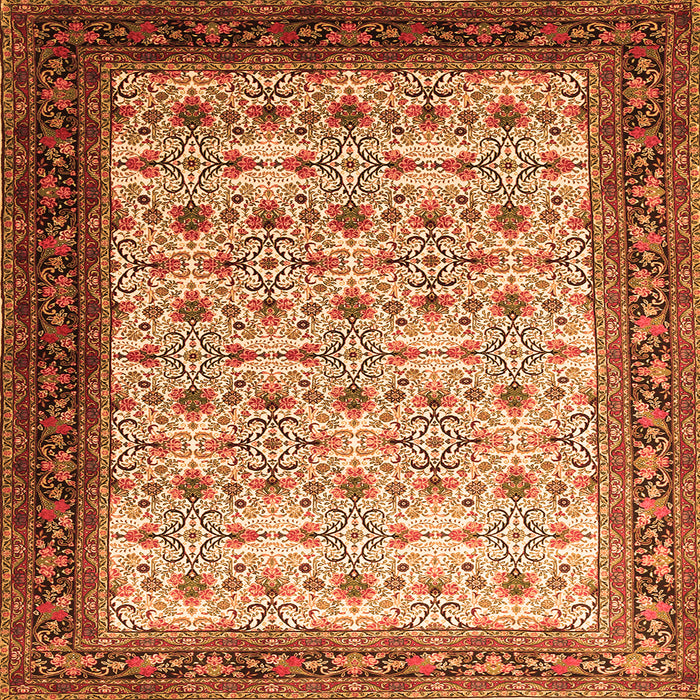 Round Machine Washable Persian Orange Traditional Area Rugs, wshtr1662org