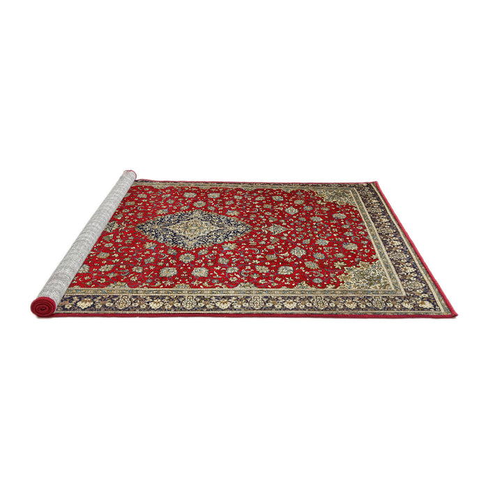 Sideview of Machine Washable Traditional Tomato Red Rug, wshtr1663