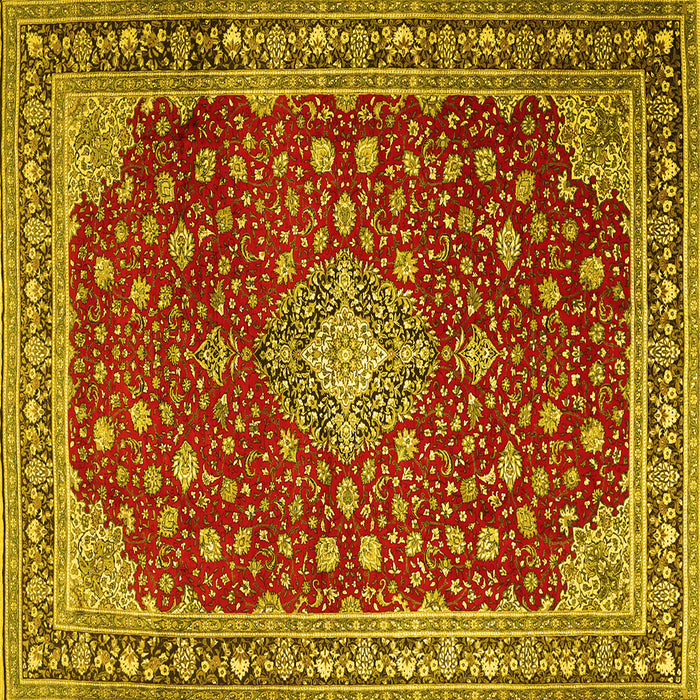 Square Medallion Yellow Traditional Rug, tr1663yw