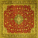 Square Medallion Yellow Traditional Rug, tr1663yw