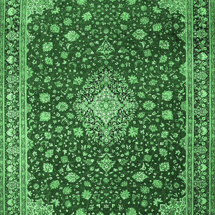 Machine Washable Medallion Emerald Green Traditional Area Rugs, wshtr1663emgrn