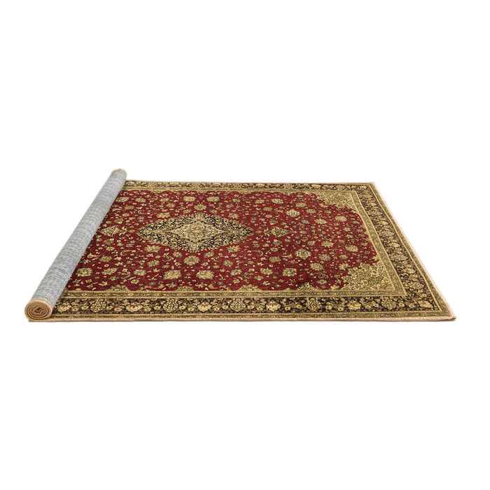 Sideview of Machine Washable Medallion Brown Traditional Rug, wshtr1663brn