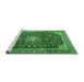 Sideview of Machine Washable Medallion Emerald Green Traditional Area Rugs, wshtr1663emgrn