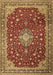 Machine Washable Medallion Brown Traditional Rug, wshtr1663brn