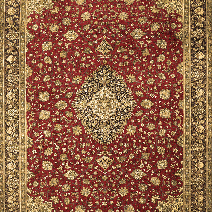 Machine Washable Medallion Brown Traditional Rug, wshtr1663brn