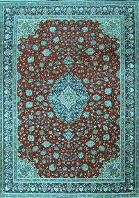 Medallion Light Blue Traditional Rug, tr1663lblu