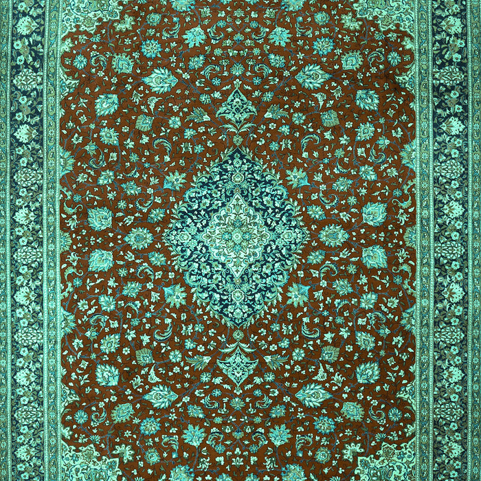 Machine Washable Medallion Turquoise Traditional Area Rugs, wshtr1663turq