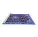 Sideview of Machine Washable Medallion Blue Traditional Rug, wshtr1663blu