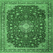 Square Medallion Emerald Green Traditional Rug, tr1663emgrn