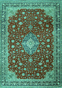 Medallion Turquoise Traditional Rug, tr1663turq