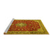 Sideview of Machine Washable Medallion Yellow Traditional Rug, wshtr1663yw