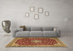 Machine Washable Medallion Brown Traditional Rug in a Living Room,, wshtr1663brn