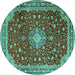 Round Medallion Turquoise Traditional Rug, tr1663turq